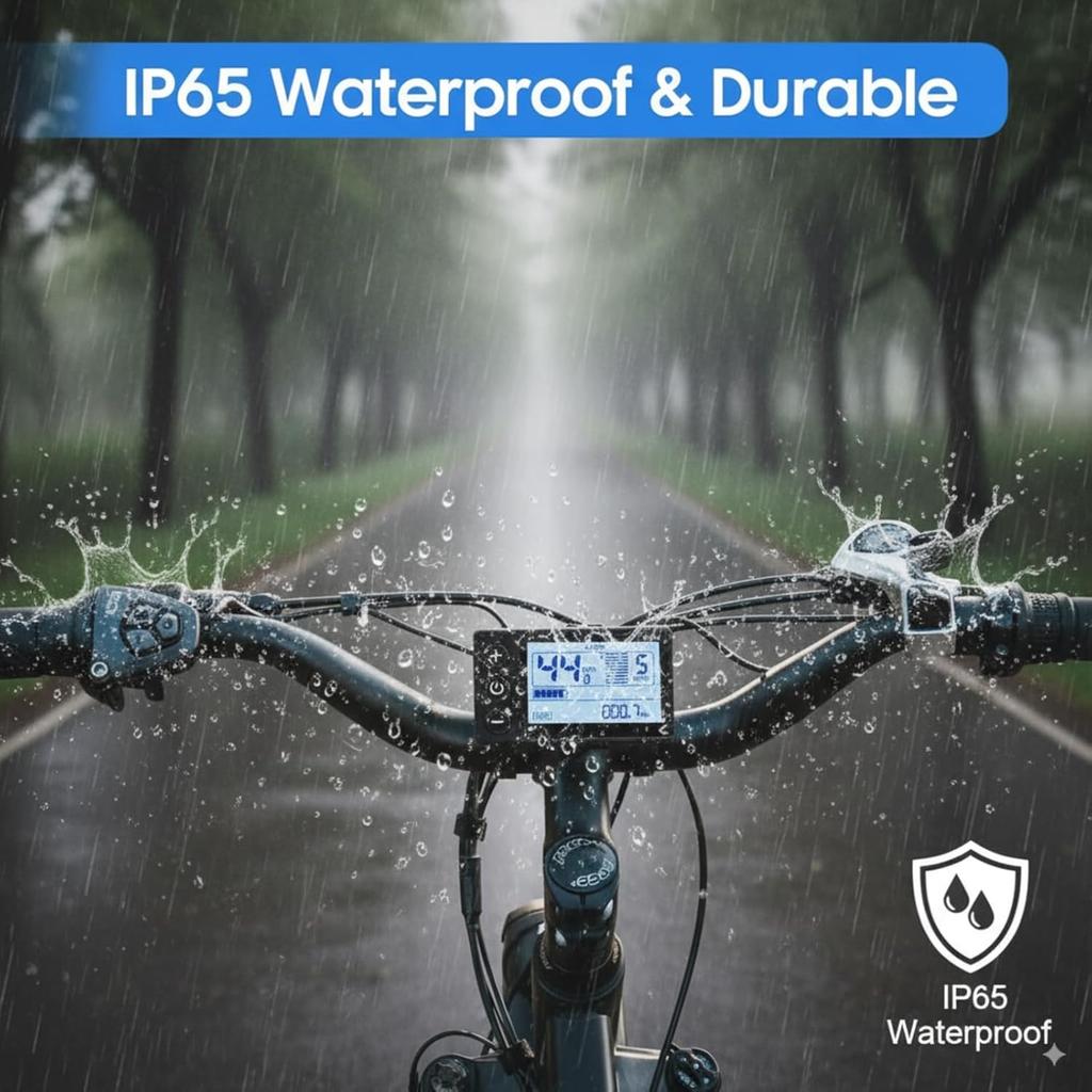 S866 Ebike Display - 24V 36V 48V Waterproof IP65 Scooter Meter with SM Plug, Large Backlit Screen for Ebike/Scooter (Fits 22.2mm/0.9in Handlebar, No.
