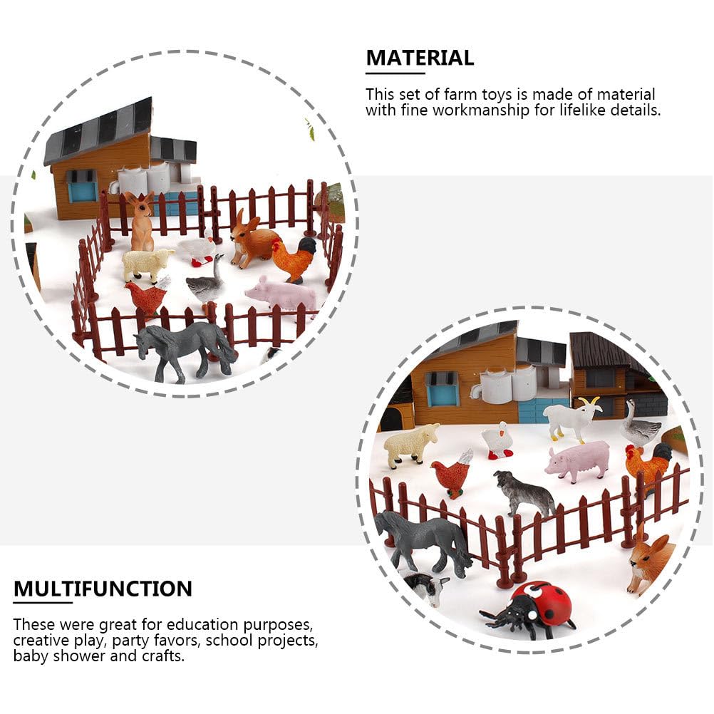 DEARMAMY Set of Farm Animal Model Realistic Miniature Livestock Farm Scene Decorative Birthday 1 Piece 28-Piece Figures, Collection, Figures, Gifts,