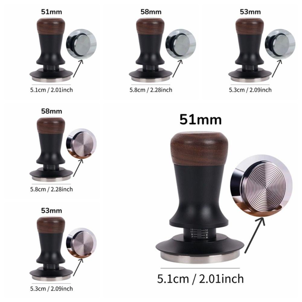 51/53/58MM Coffee Tamper Walnut Wood Constant Pressure Manual Espresso Tamper Stainless Steel Base Coffee Impact Tamper