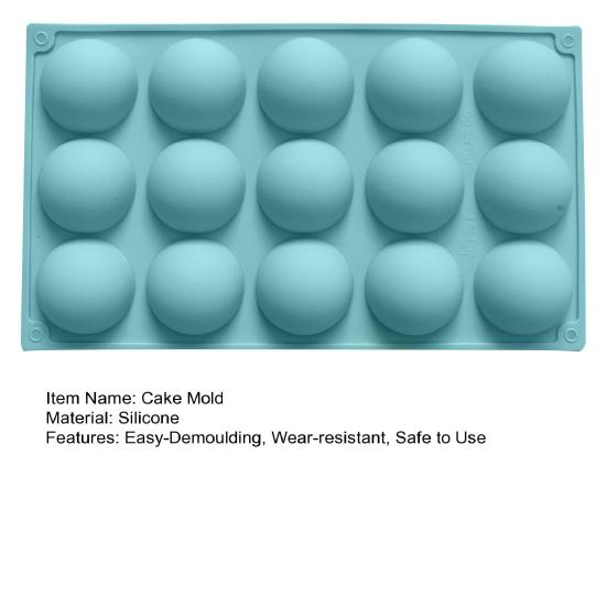 Yousheng Silicone Mold Non-stick Easy-Demoulding Smooth Surface Food-grade Heat-resistant Baking 15 Holes Semi Sphere Silicone Baking Mold for Home