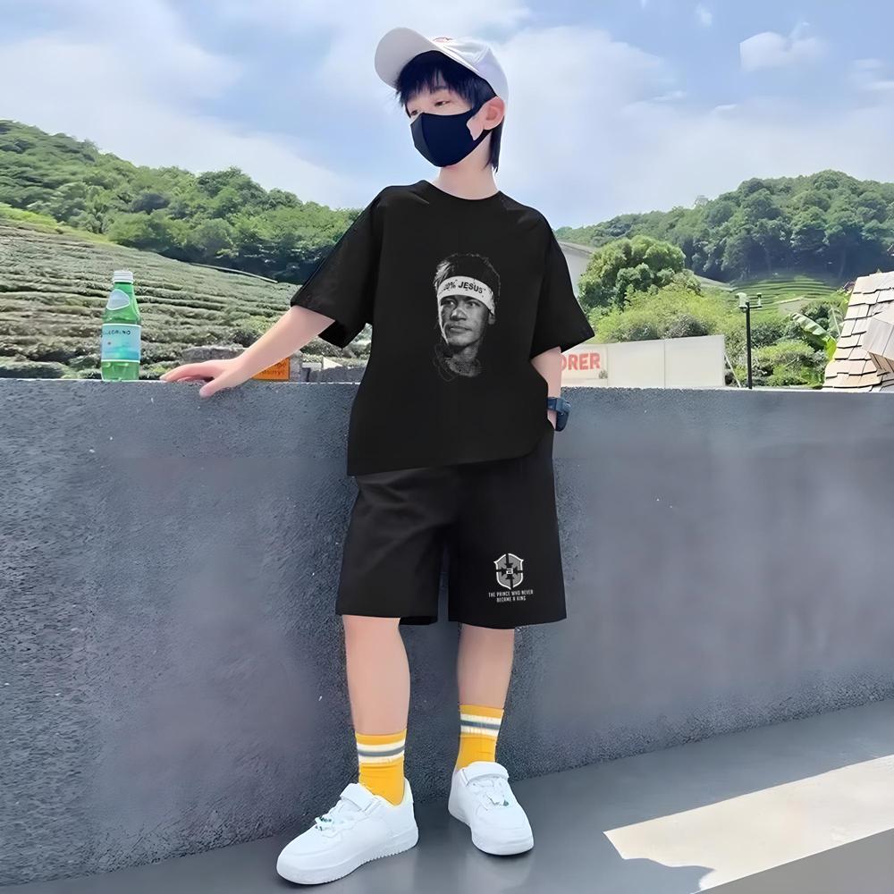 Children Neymar's Avatar T-shirt+Shorts Black Boys Girls Toddler 3-12Yrs Sports Set Summe Cool Short-sleeved White Clothing
