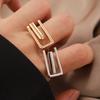Creative Stainless Steel Rectangular Geometric Adjustable Rings for Women Luxury Metal U-Shaped Line Hollow Ring Party Jewelry
