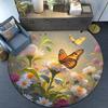 Dense Floral Butterfly Round Soft Non-Slip Art Rug Bohemian Living Room Minimalist Decor Rug