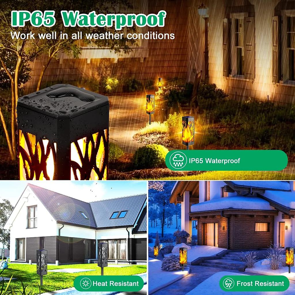 Solar Lights Outdoor Flickering Flame Solar Pathway Lights Solar Powered Decorative Garden Lights Waterproof Christmas Lights Outdoor Landscape