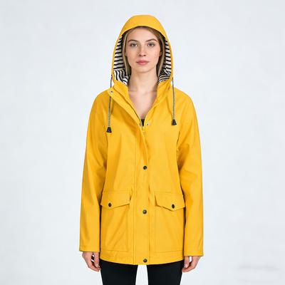 Waterproof Women Rain Jacket Windproof Hooded Outdoor Plus Solid Raincoat Women's Autumn and Winter Trench Coat