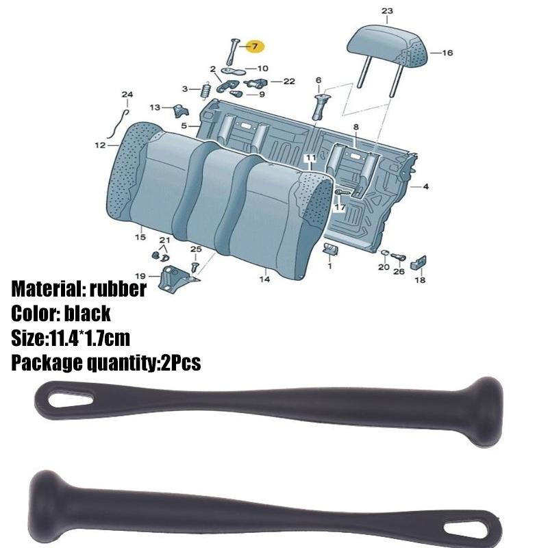 2Pcs Rubber Black Rear Seat Backrest Release Pull Rod 1H0885683 For Golf MK3 / Jetta Vento MK3 / Polo 6N 6N2 / Caddy MK2