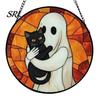 Horror Party Atmosphere Supplies Retro Halloween Pendant, Ghost/Bat/Spider Web/Pumpkin Head Print, Acrylic Disc Wall Decor Vintage Hanging Ornament