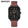Sanda Quartz Retro Square Watch: Simple Bar Index, Calendar, Waterproof, Business Casual, Unisex Strap