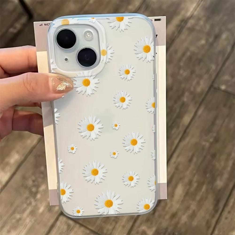 Phone Case For iPhone 17 17Air 16 15 14 13 12 11 Pro Max Simple White Daisy Flowers Transparent Matte Silicone Soft Cover Funda