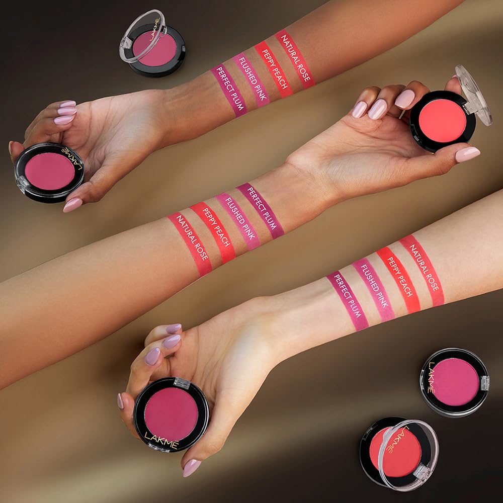 Lakme Face It Blush Flushed Pink 4gm Lightweight Blendable Buildable Rich Color Makeup Glow