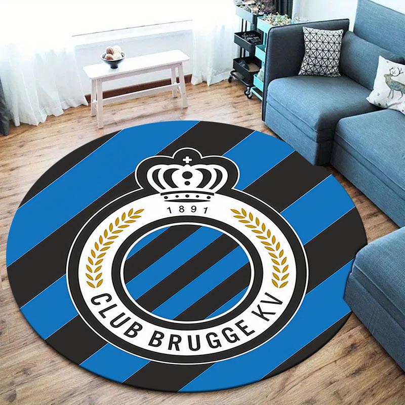 Club Brugge KV Round Area Rug,Carpet Rug for Living Room Bedroom Sofa Playroom Decor,Non-slip Floor Mat