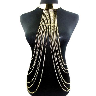 Women Body Jewelry Necklace Six Layers Harness With Choker Collar Necklace For Beach