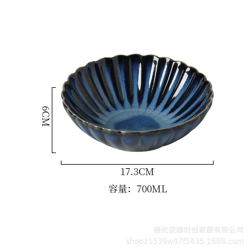Japanese Retro Ceramic Dinnerware Set Handmade Glazed Stoneware Bowls Plates Home Dining Tableware