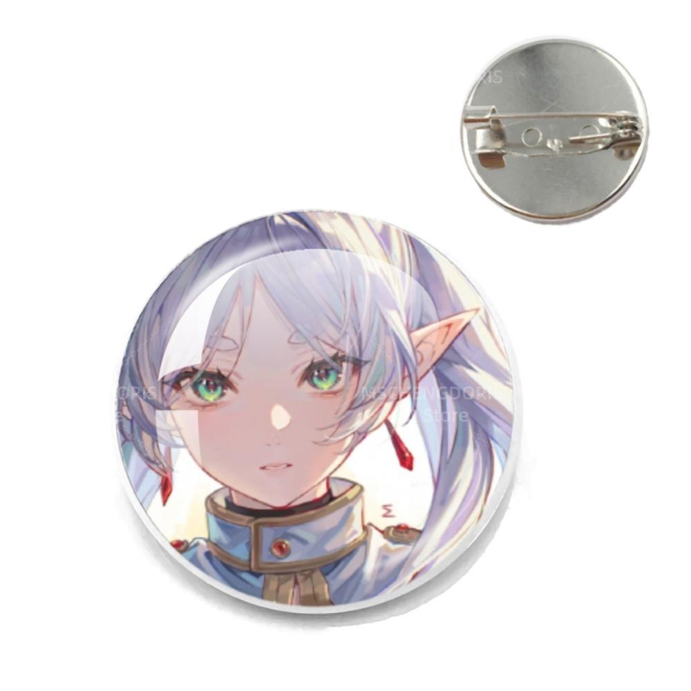 Anime Frieren Pins Cartoon Badge Round Creative Glass Metal Brooches For Backpack Jewelry Accessories Gifts