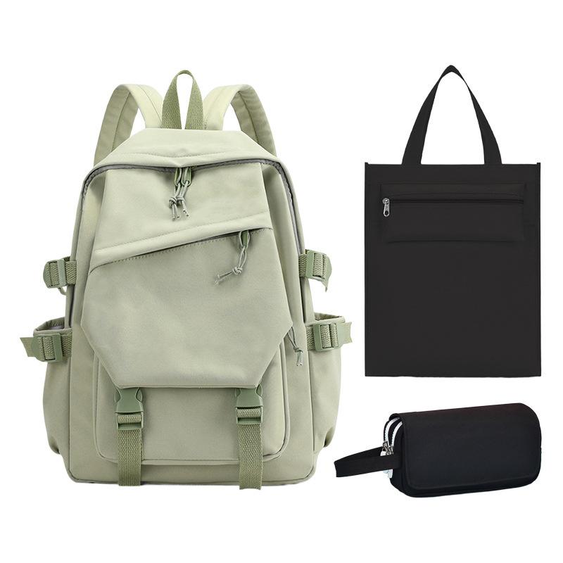 School Bag, Primary School Student Pencil Case, Zipper Tutoring Bag, Three-piece Set, Large Capacity.