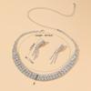 Luxury Super Flash Rhinestone Necklace Earrings Set, Bridal Jewelry, Wedding Dress Accessories, Two-piece Set