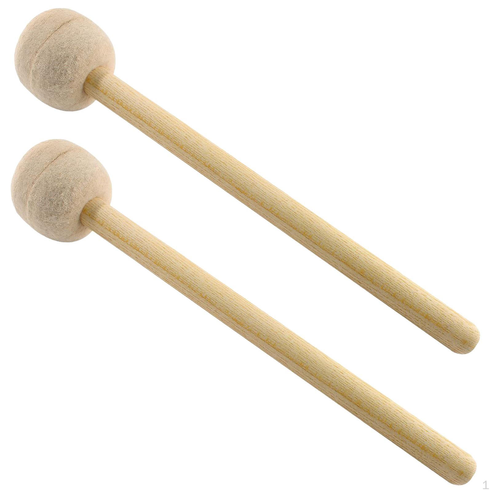 2Pcs Felt Drumsticks, Soft Mallet .80inch Bass Drum Mallet, Percussion Sticks with Wooden
