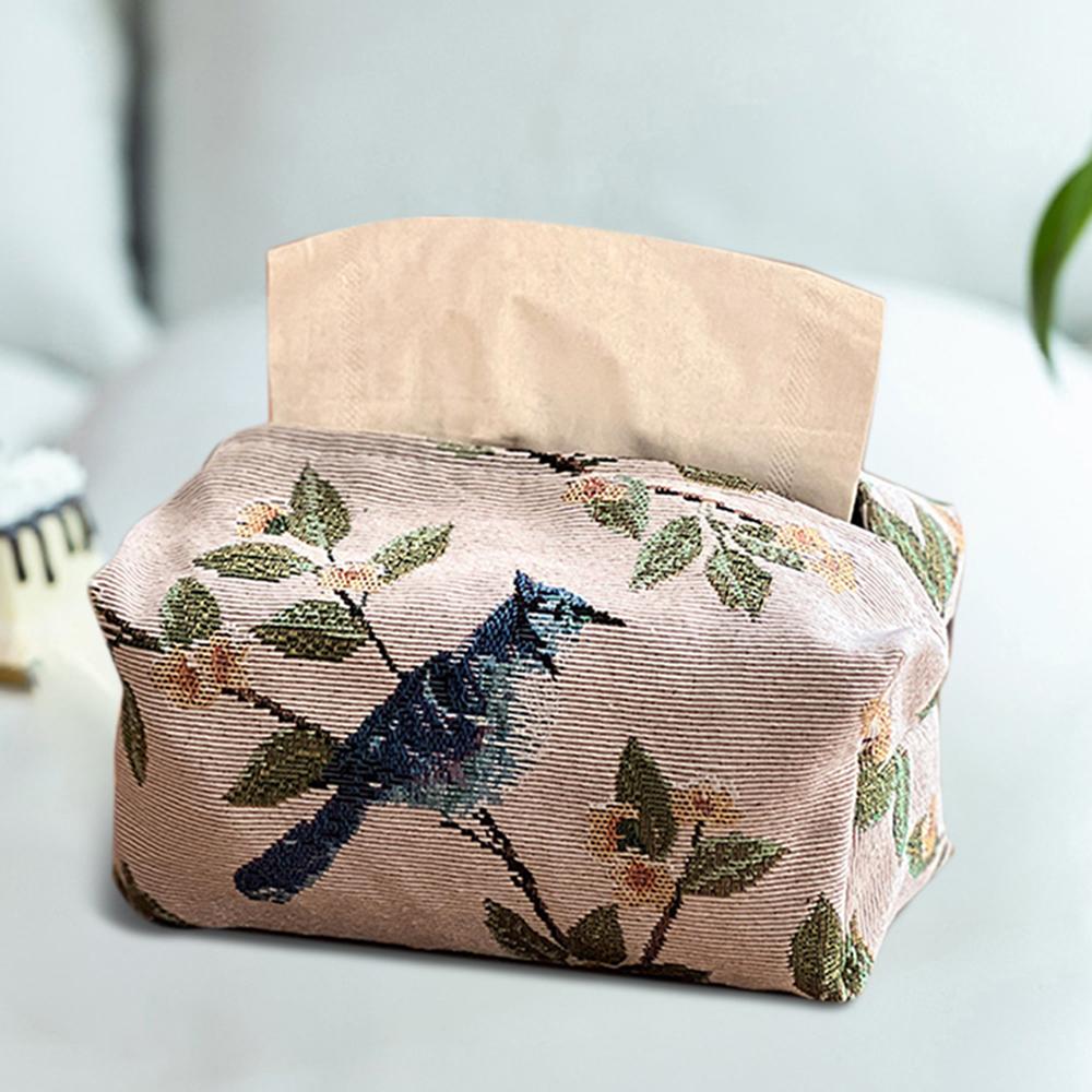 European Retro Style Tissue Box, Fabric Paper Box, Living Room Jacquard Paper Bag, Household Desktop Paper Bag