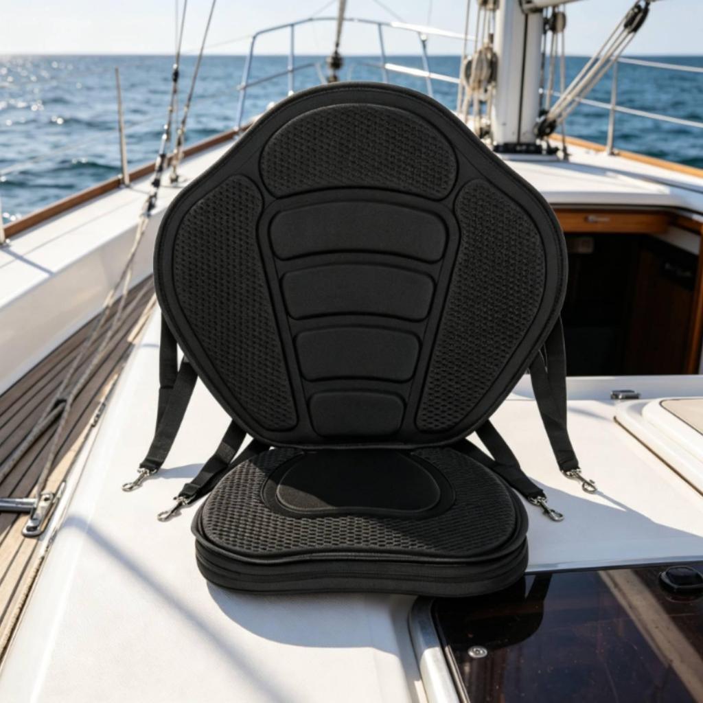 Padded Kayak Seat Cushion Metal Hooks High Back Textured for Outdoor