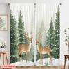 2pcs  2D plane printing Curtains&Window Treatment Deer Snow Pine Forest (2) Versatile Polyester (without rod) Home Decor for