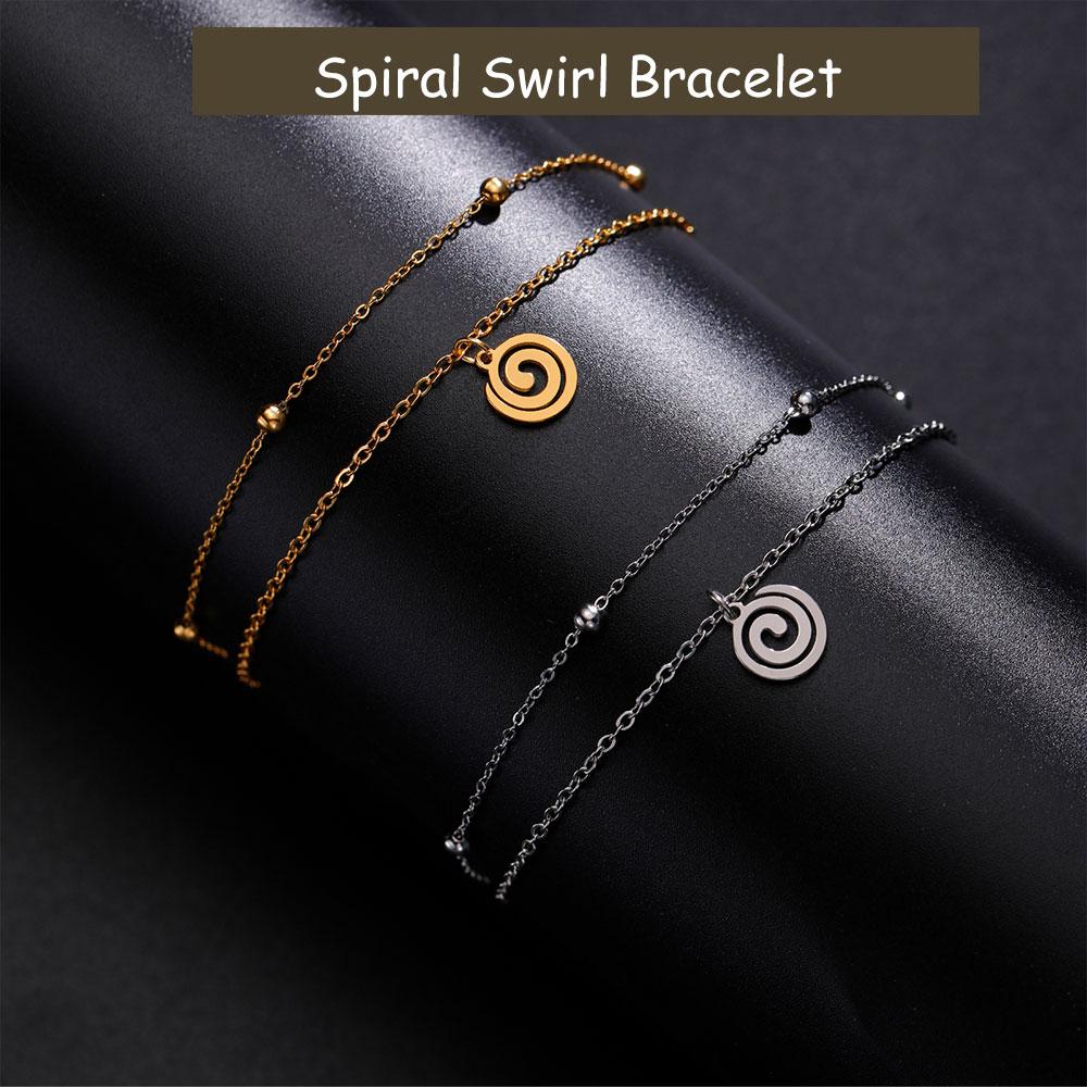 Cazador Stainless Steel Spiral Swirl Maze Charm Bracelet Double Layer Beads Chain Bracelets for Women Jewelry Gift 2026 New