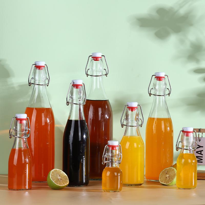 Lock & Lock Transparent Glass Bottle with Square Buckle for Juice, Enzyme, Wine, Homebrew, and Baijiu.