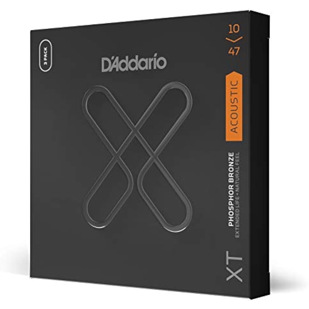 D Addario Daddario Acoustic Guitar Strings XT Coated Strings Phosphor Bronze Extra Light .010-.04...