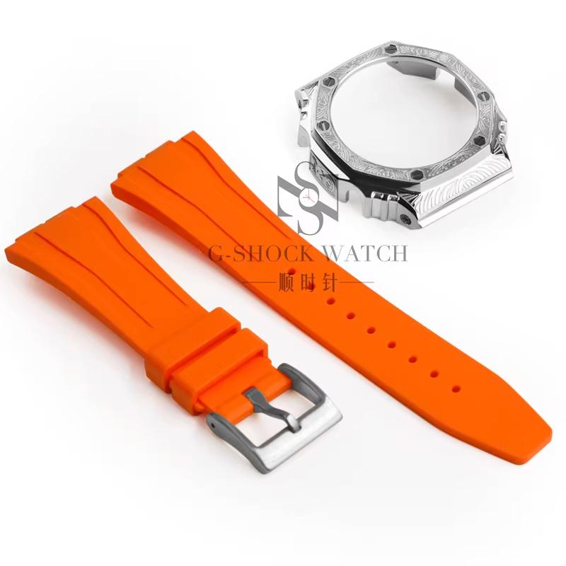 GA2100 Para Casio Carvalho de Fazenda Escultura Caixa de Metal Pulseira de Resina GA2100/2110 Escultura Modificada GM2100 GBM2100 Caixa Acessórios de Relógio