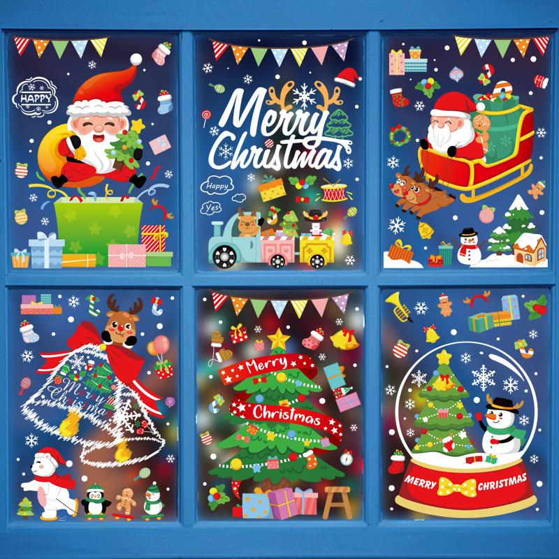 New Christmas Window Stickers Merry Christmas Decorations For Home Christmas Wall Sticker Kids Room New Year Decoration