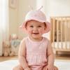 Heart Print Infant Bucket Hat Bow Toddle Fisherman Hat Sweet Baby Sun Hat  Girls