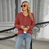 Autumn and Winter New Solid Color Hooded Button Versatile Style Solid Color Loose Long Sleeved Sweatshirt Women's Clothing