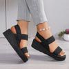 Fashion Lightweight Black Wedge Sandals for Women 2025 Summer Comfort Non Slip Beach Shoes Woman Elastic Knit Platform Sandalias Mujer