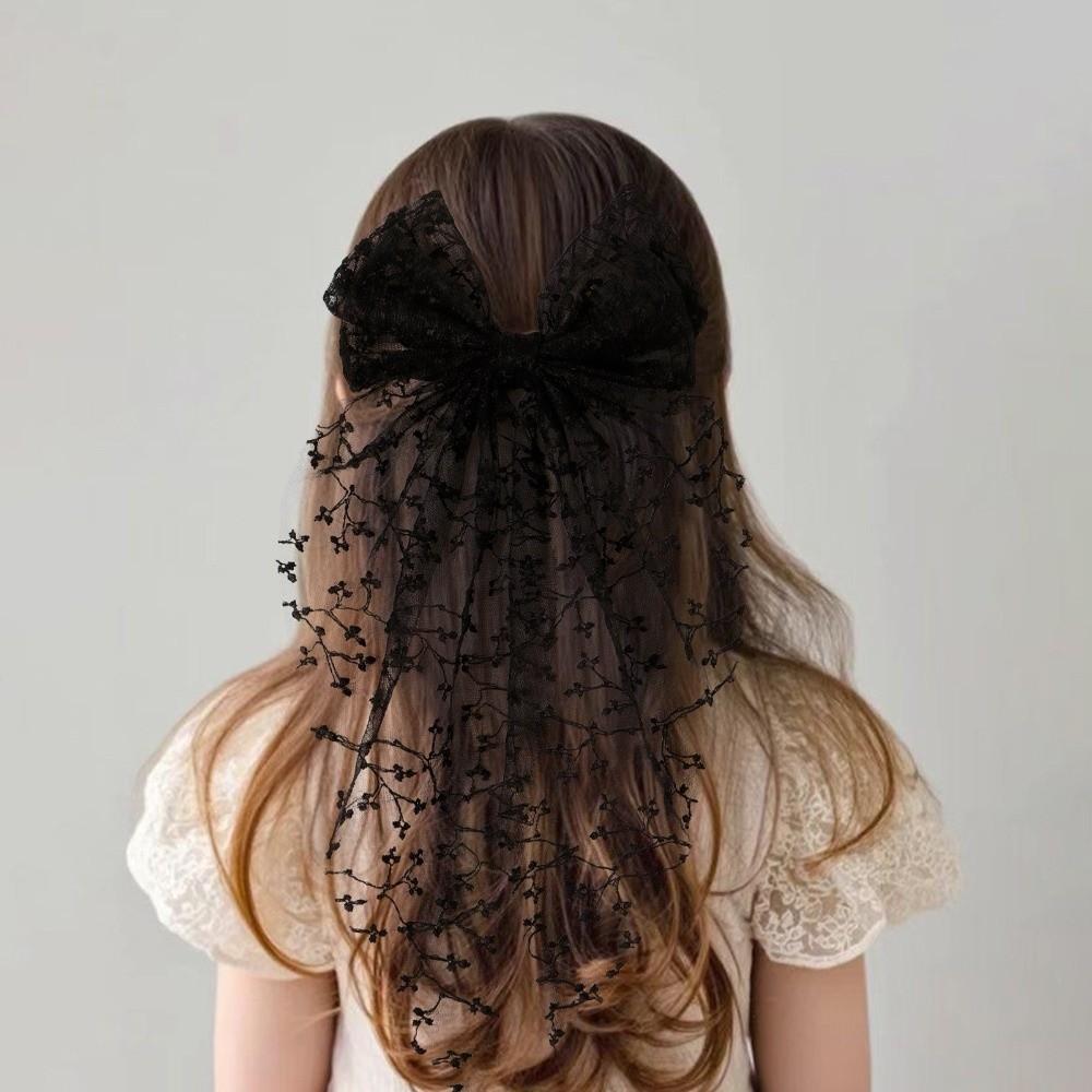 Vintage Lace Bow Hairpin Flower Embroidery Kids Hair Accessories New Princess Style Hair Clip  Gift