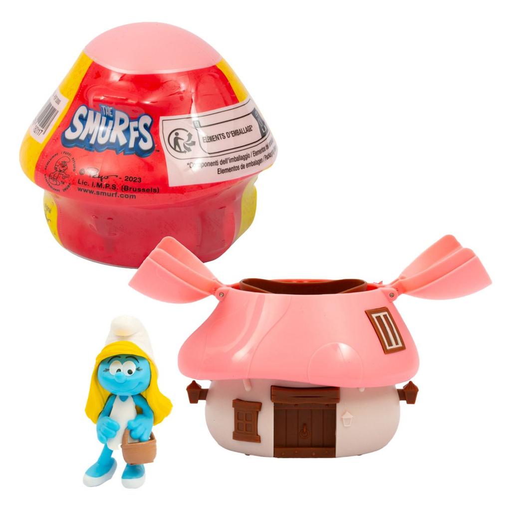 Smurf Mushroom House Figurine 10cm with Confetti Decoration, Assorted Colors, Desktop Decor