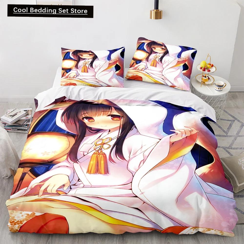 Anime Kawaii Sexy Girl Bedding Set,Duvet Cover Comforter Bed Set Quilt Cover Pillowcase,King Queen Twin Size Boys Girls Adults