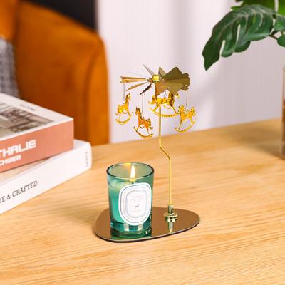 Dulux Stainless Steel Round Triangle Tray Rotating Candle Holder Aroma Candle Romantic Walking Candle