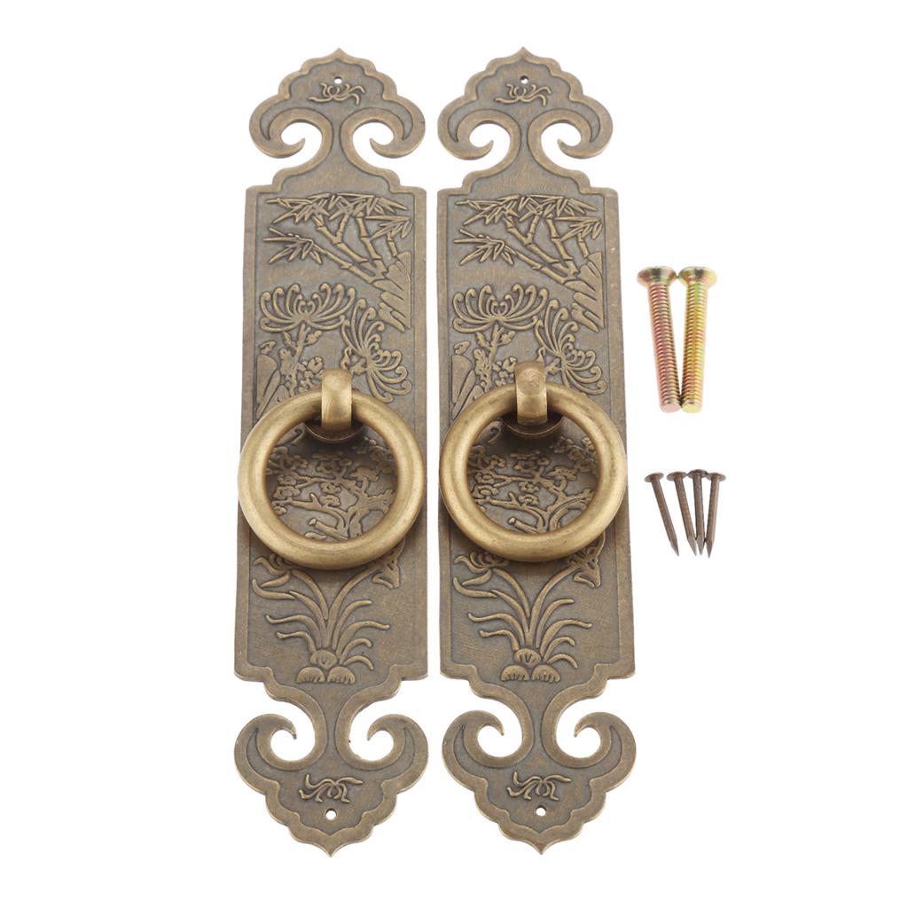 DRELD 2 Pezzi Maniglia Diritta per Mobili in Ottone Cinese Antico Ferramenta per Porte Manopola a Tirare in Rame per Cassetta di Legno 10cm/12cm/15cm