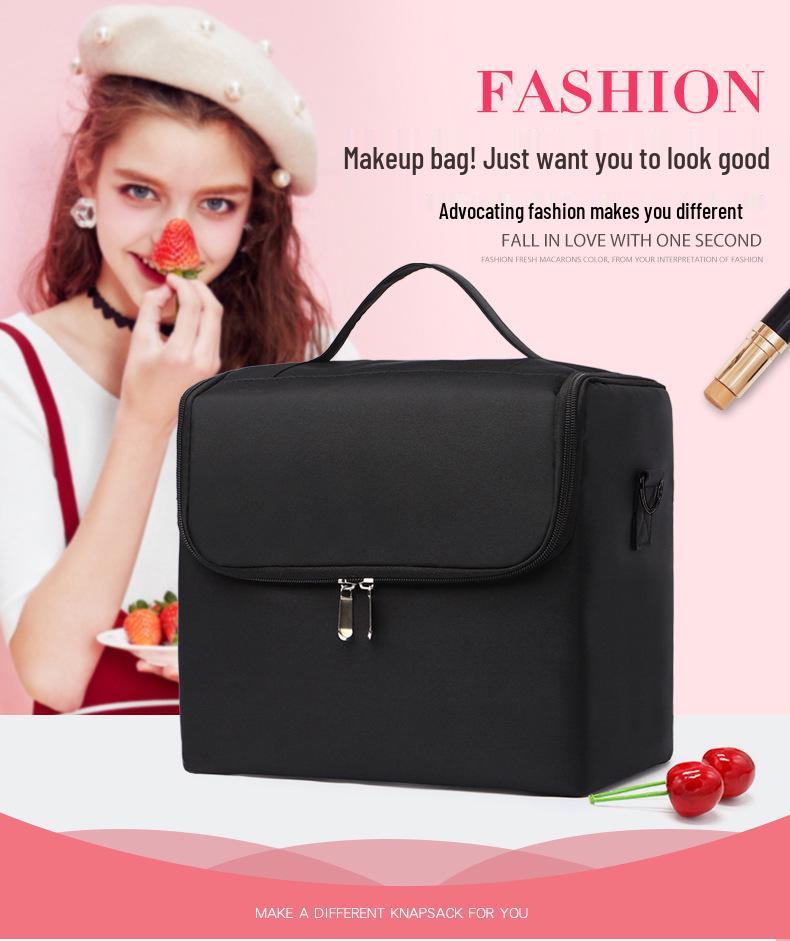 Luxurious Waterproof Makeup & Nail Art Storage Bag - Large Capacity, Multi-Functional Beauty Tool Box