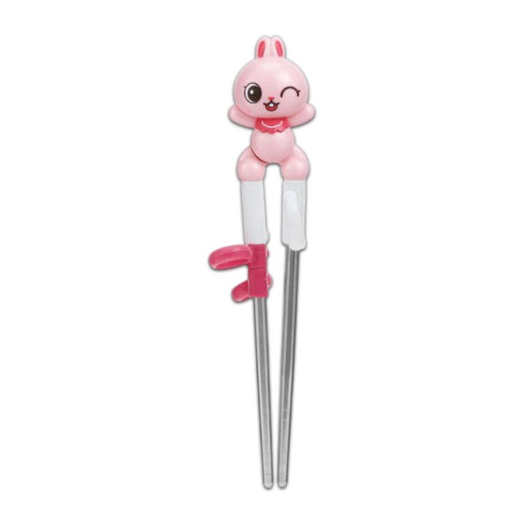 Edison Friends 3D Stainless Training Chopsticks Step 1 Right-Handed – Pink Bunny Bunny Pink Bunny Bunny
