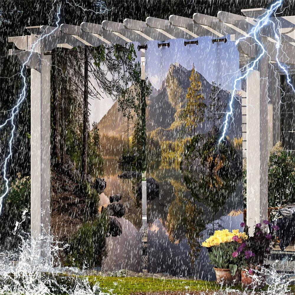 

Штори для внутрішнього дворика Зовнішня водонепроникна термоізольована затемнена штора для садових дверей Басейн Хатина Павільйон Альтанка Пергола Штори W138X275H(cm) 1PC&Grommet top