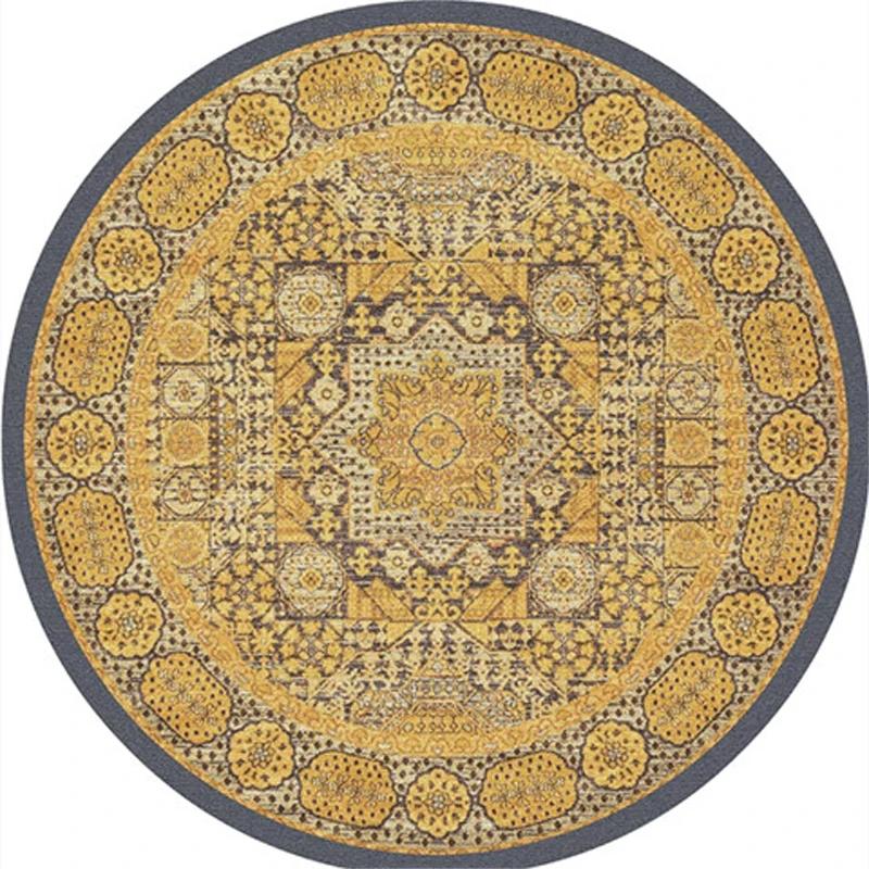 Tappeto Rotondo Orientale Vintage Classico Motivo Floreale Etnico Morbido Antiscivolo Lavabile per Soggiorno Decorazione Casa