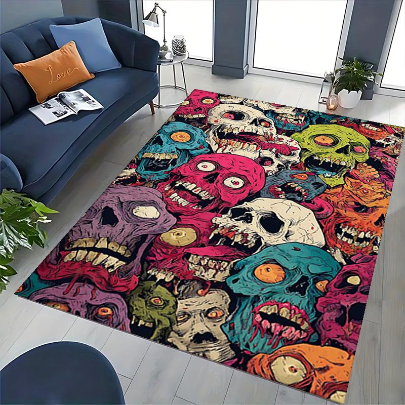 1pc Zombie Apocalypse Chair Mat: Colorful Skulls and Eyes Office Rug - Festival Gift, Universal for Seasons, Suitable for Home Decor, Gaming Room, Bed