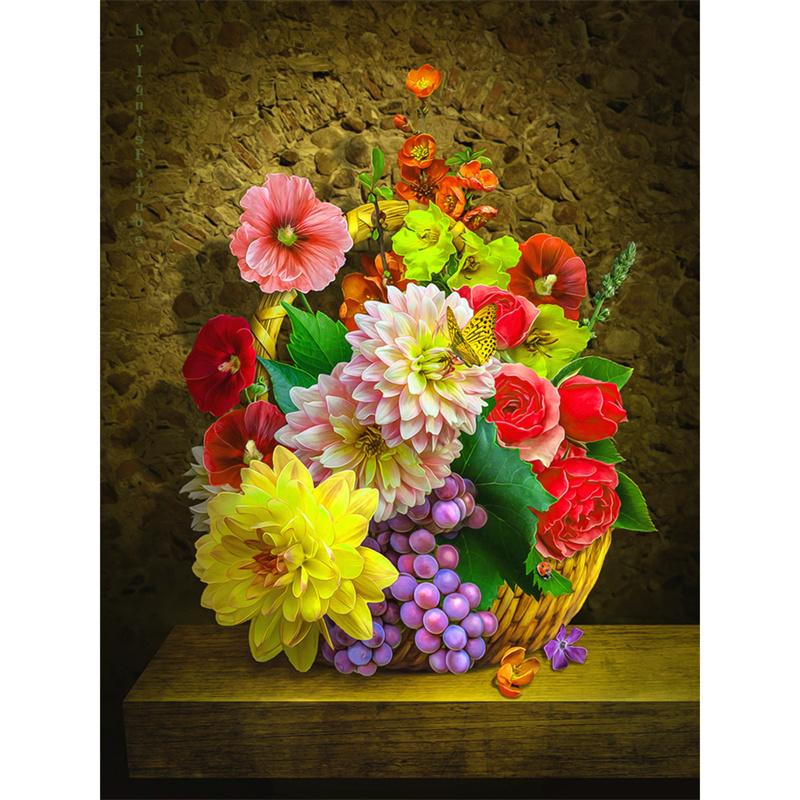 5D DIY Diamond Painting Beautiful Flower Mosaic Diamond Embroidery Painting Full Round Rhinestone Home Decor Gift