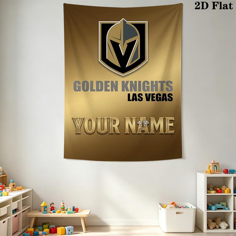 Name Custom Vegas Golden Knights Wall Tapestry Aesthetic Wall Hanging Printed Fabric Blanket Decorative Tapestries for Bedroom Living Room Home Decor