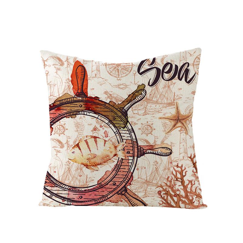 Nordic Retro Polyester Printed Pillow Cover Blue Anchor Animal Sofa Cushion Pillow Cover Home Furnishings