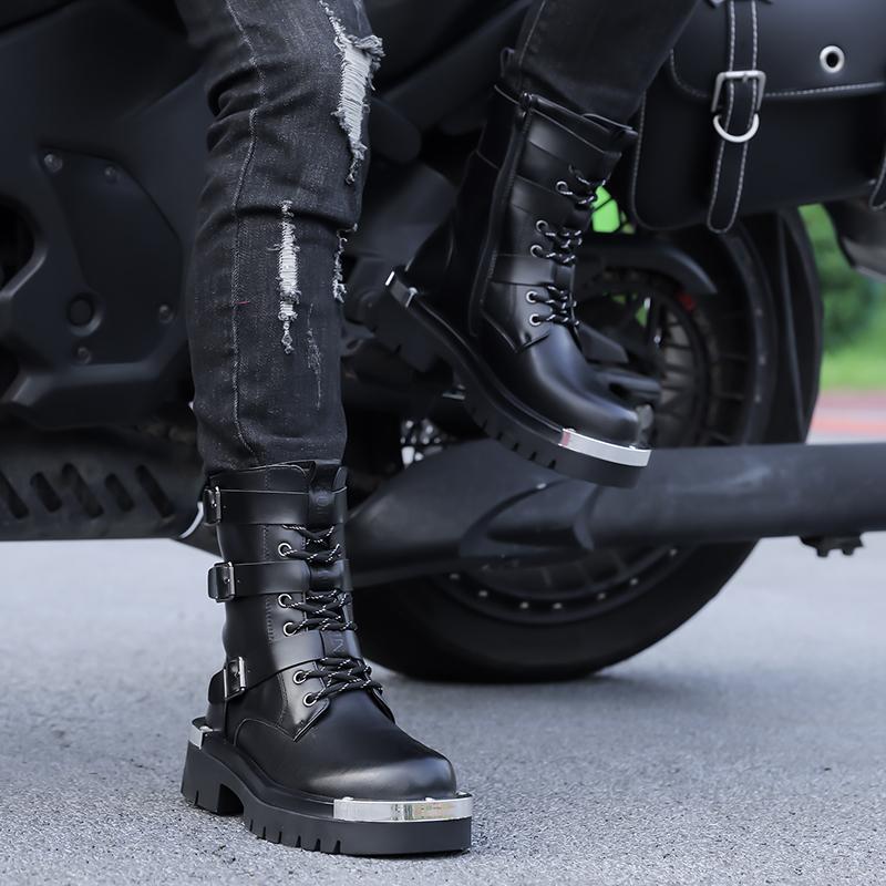 Men’s Motorcycle Boots Western Boots Black Jockey Boots Casual Street Style Cool Ankle Boots Plus Size