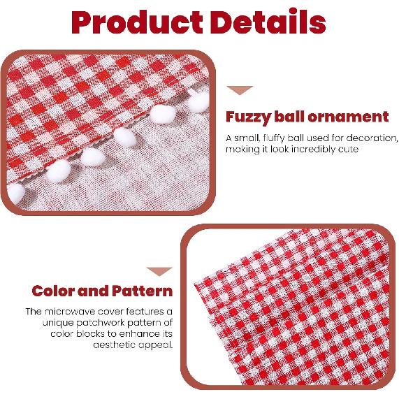 Microwave Dust Cover, Cute Dustproof Cotton Microwave Cover Kitchen Dust Appliance Covers Dustproof Cotton Linen Machine Protector Covers with Side