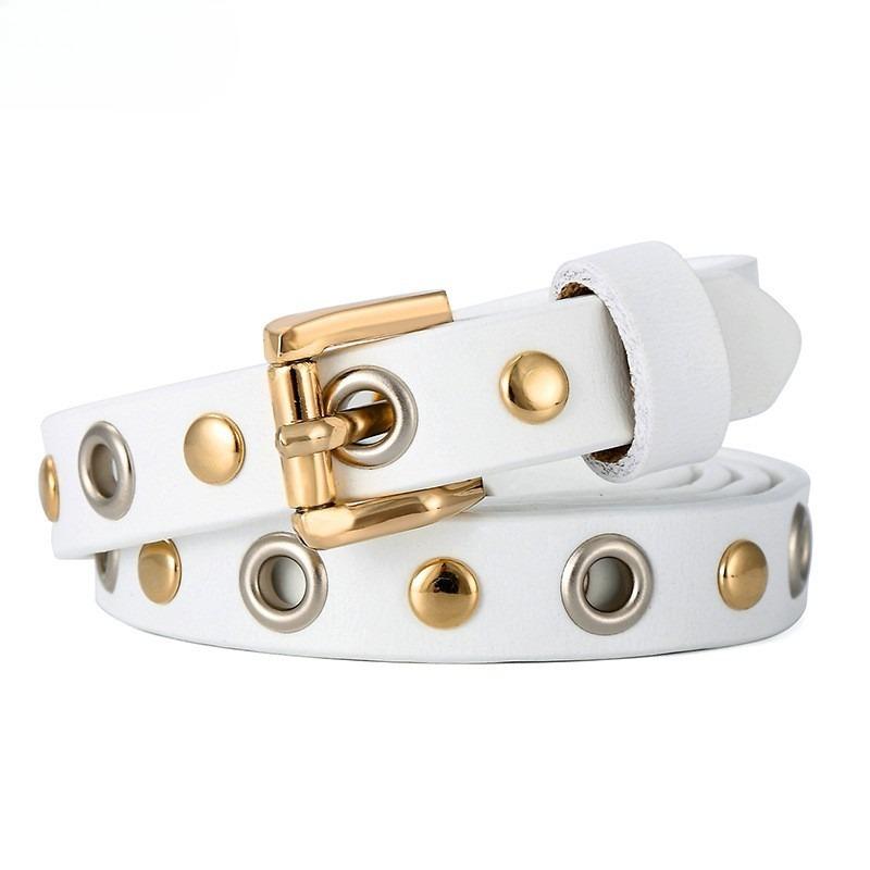 New Belt Decoration, Small Belt, Fashionable, Simple and Versatile Casual, Rivets, Women's Belt Round Holes