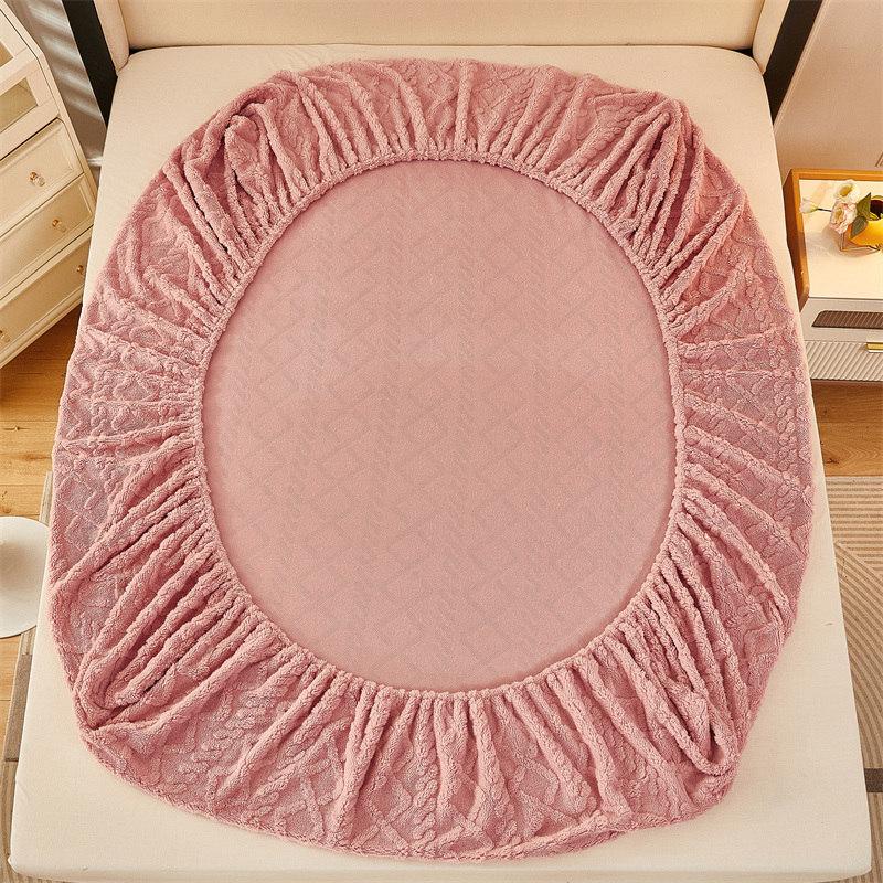 Bonenjoy Plush Bed Sheet for Winter Warm Bed Cover Queen/King Size Coral Fleece Thick Fitted Bed Sheet Drap Housse 180x200cm