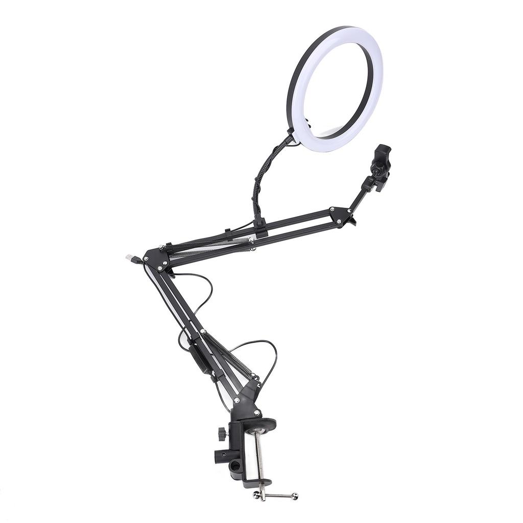Overhead Ring Light with Phone Clip Adjustable Desktop Ring Light for Beauty Makeup Nail Art Live